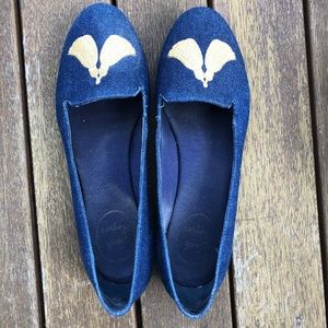 Jack Rogers navy canvas flats size 8